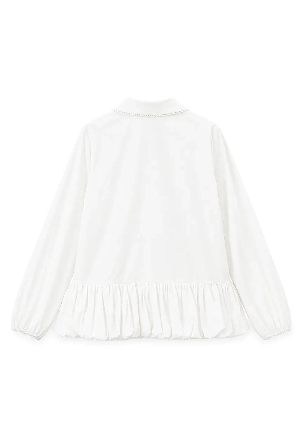 Peter Pan Collar Ruffled Hem Shirt