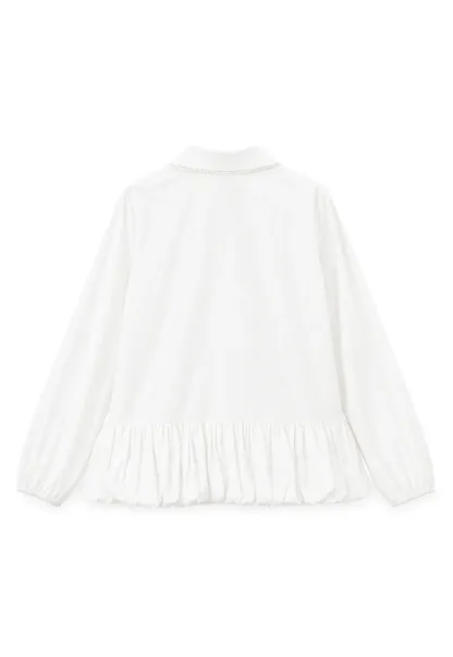 Peter Pan Collar Ruffled Hem Shirt