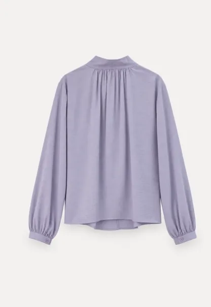 Bow Tie Neck Floral Applique Long Sleeve Shirt