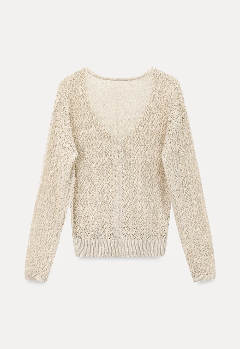 V Neck Loose Knit Sweater with Cable Pattern