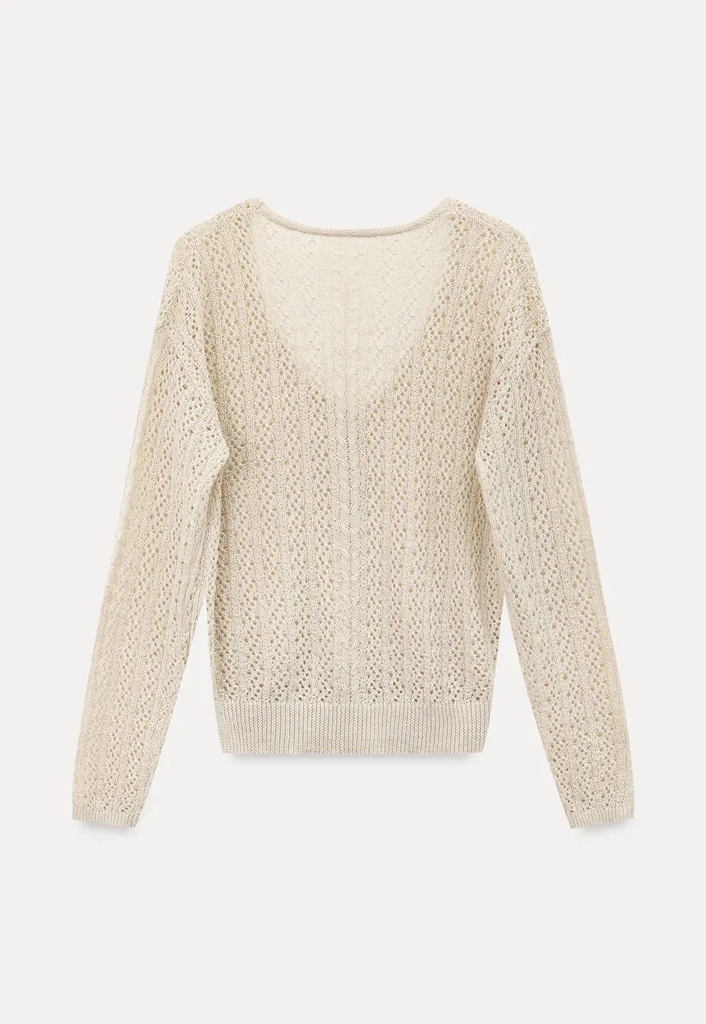 V Neck Loose Knit Sweater with Cable Pattern
