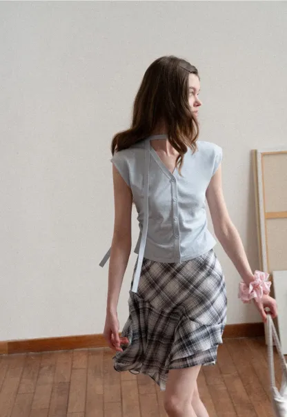 V neck short sleeve knit cardigan with floral trim