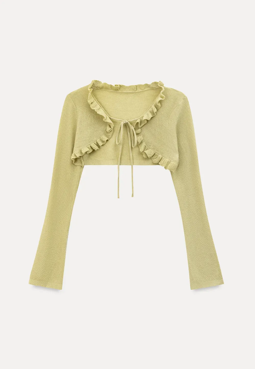 Woolen knit sweater with ruffles and tank top