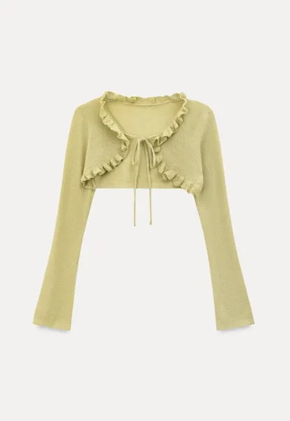 Woolen knit sweater with ruffles and tank top