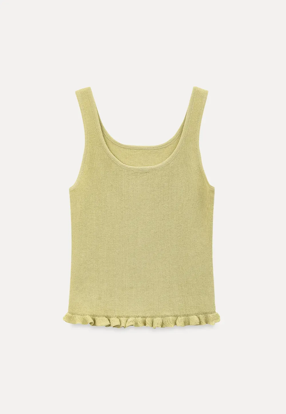 Woolen knit sweater with ruffles and tank top