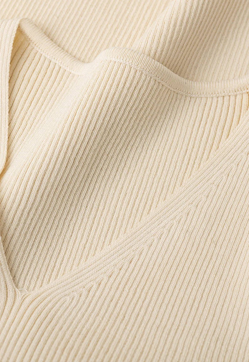 V Neck Short Sleeve Knit Sweater