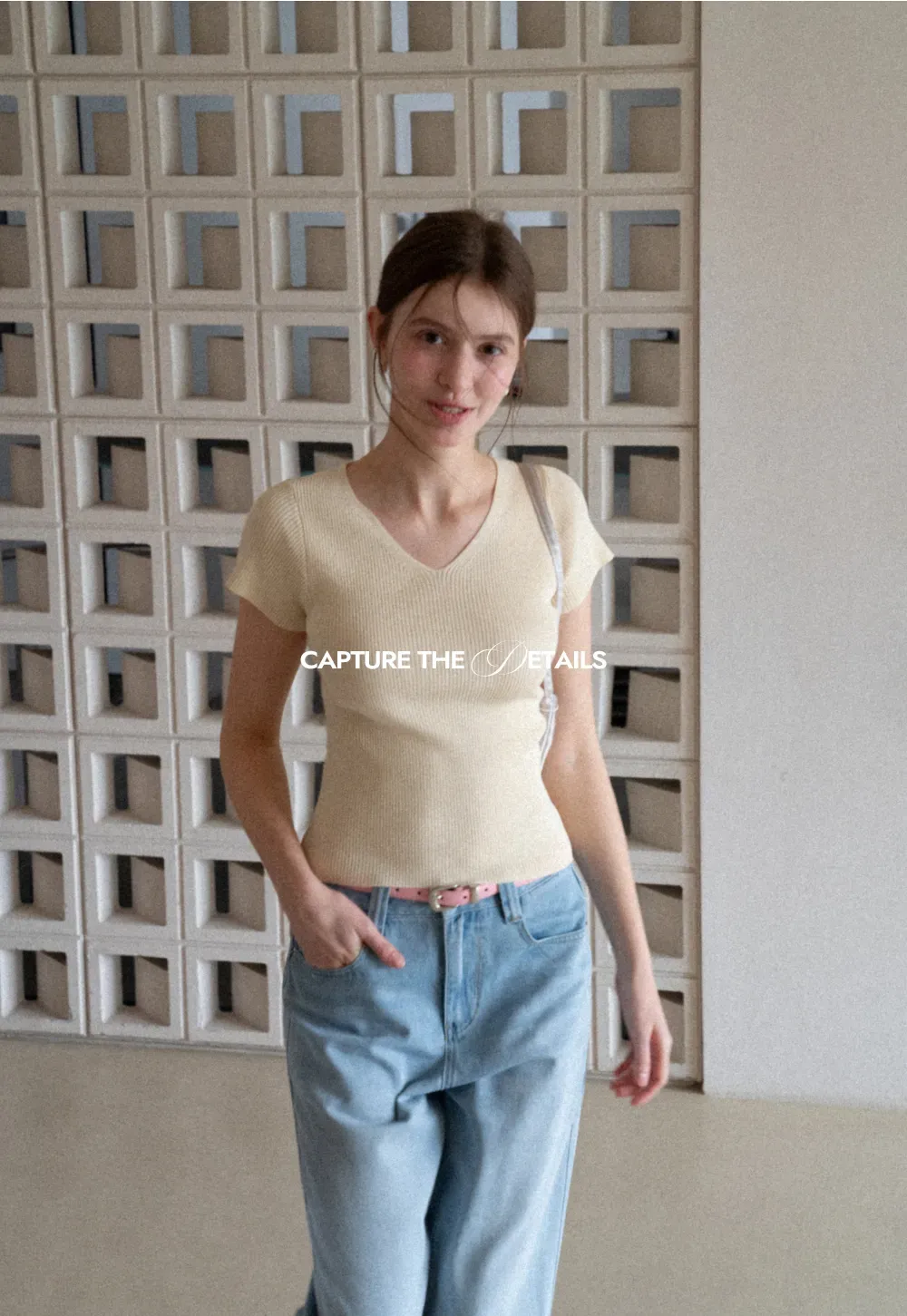 V Neck Short Sleeve Knit Sweater