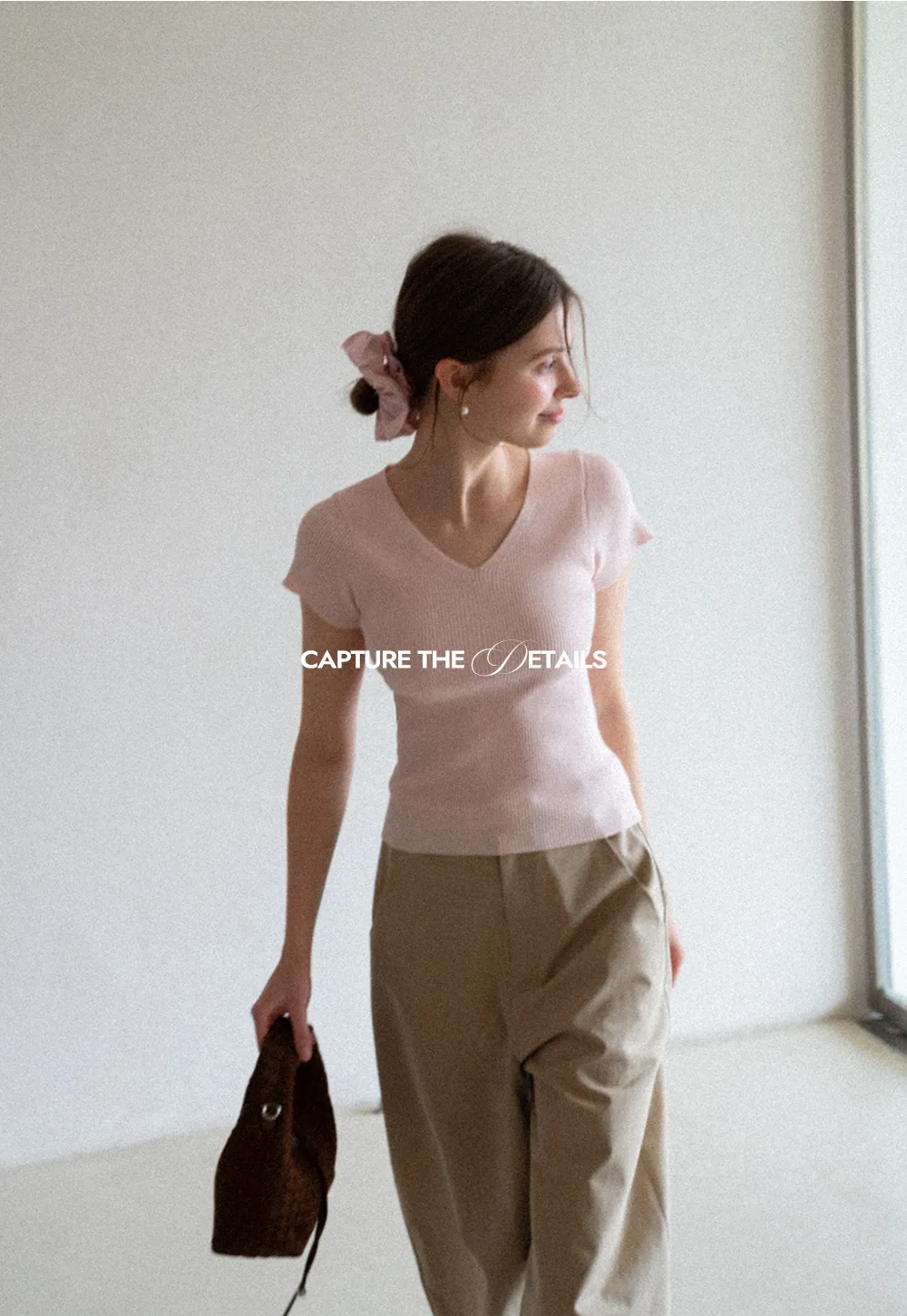 V Neck Short Sleeve Knit Sweater