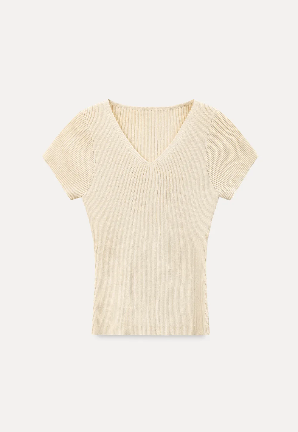 V Neck Short Sleeve Knit Sweater