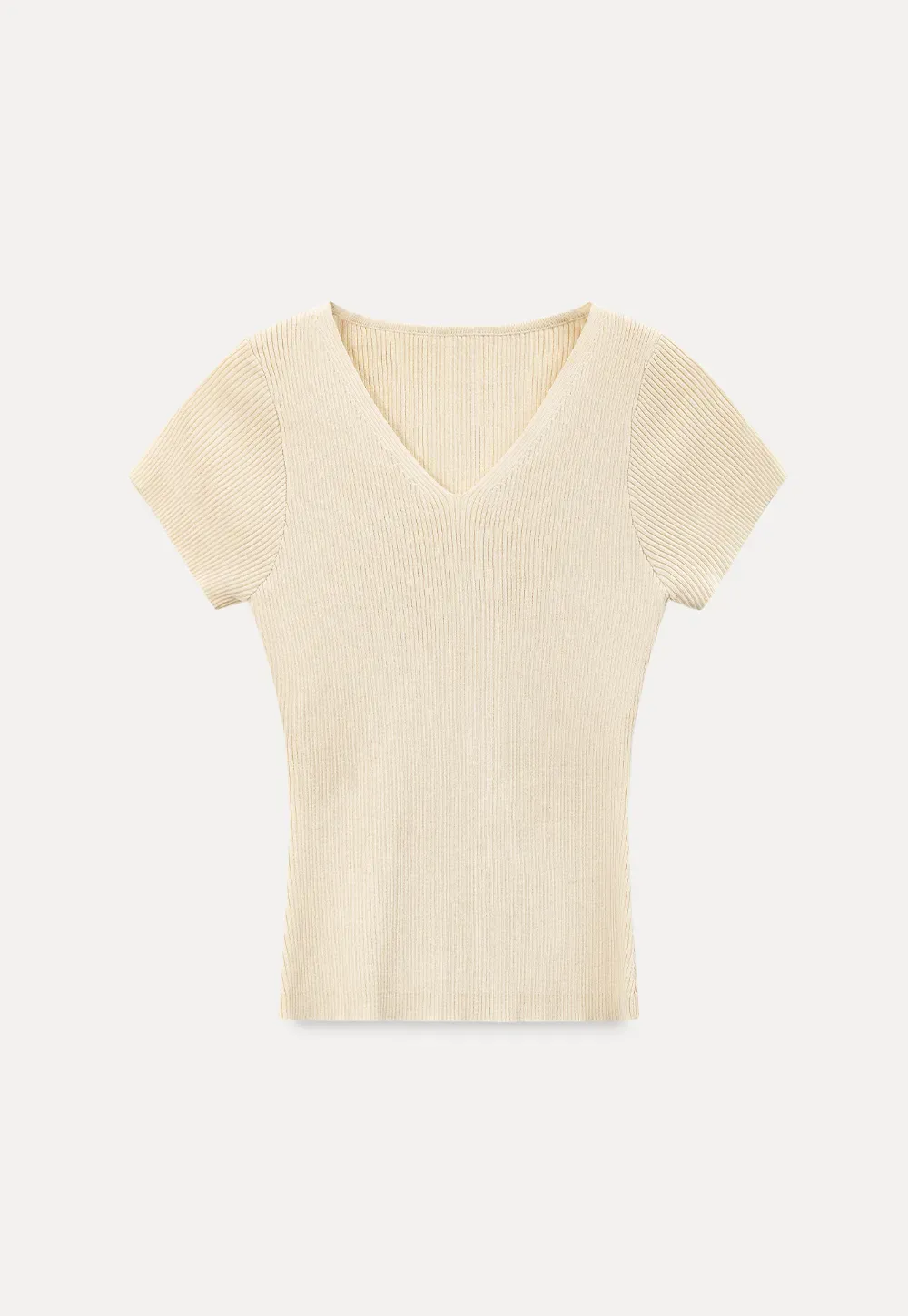 V Neck Short Sleeve Knit Sweater