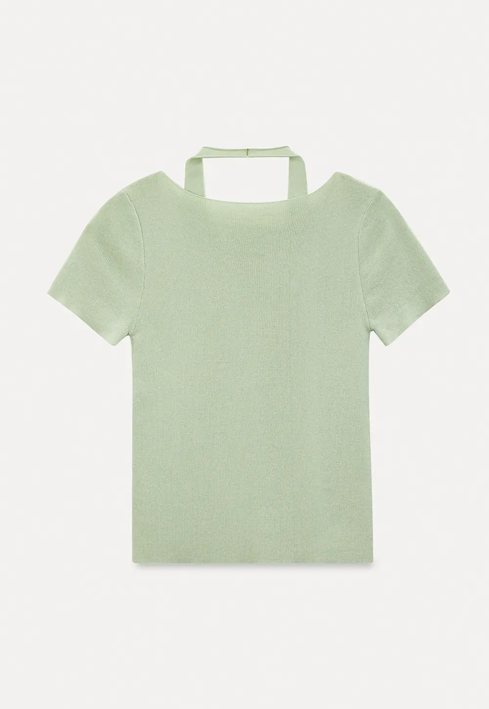 Short Sleeve Ribbed Knit Top with Front Seam Detail