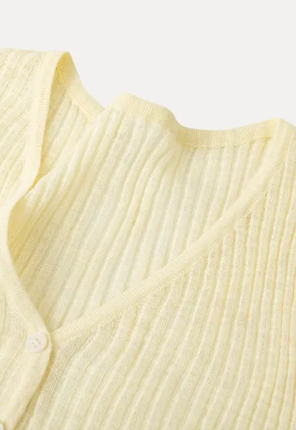 Ribbed Knit Cardigan with Button Closure