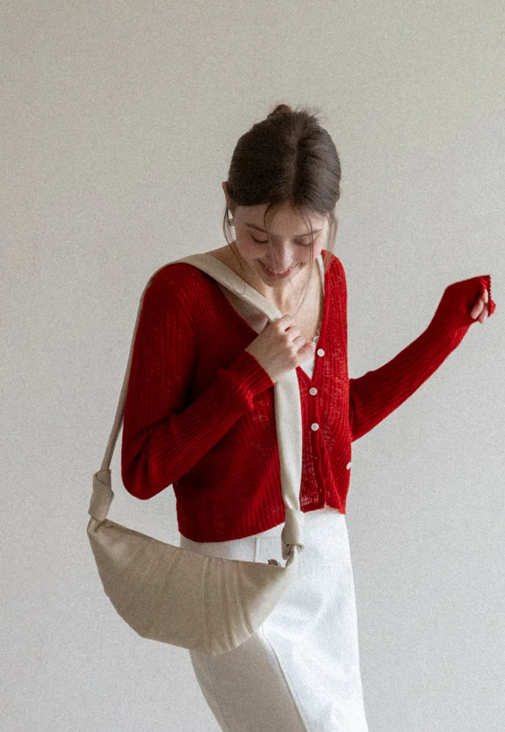 Ribbed Knit Cardigan with Button Closure