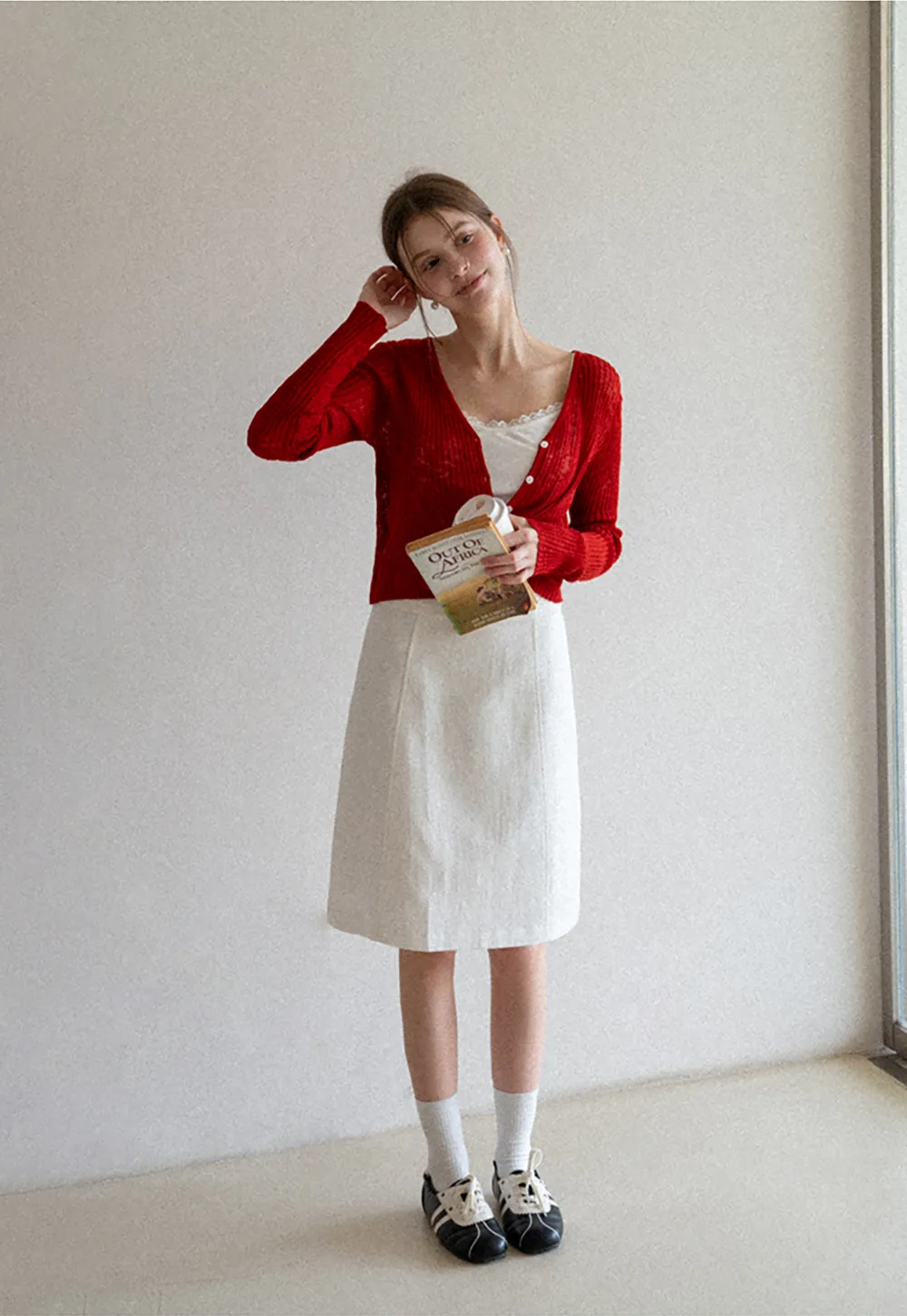 Ribbed Knit Cardigan with Button Closure