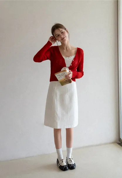 Ribbed Knit Cardigan with Button Closure