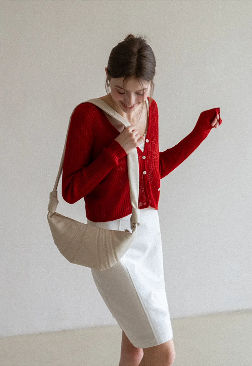 Ribbed Knit Cardigan with Button Closure