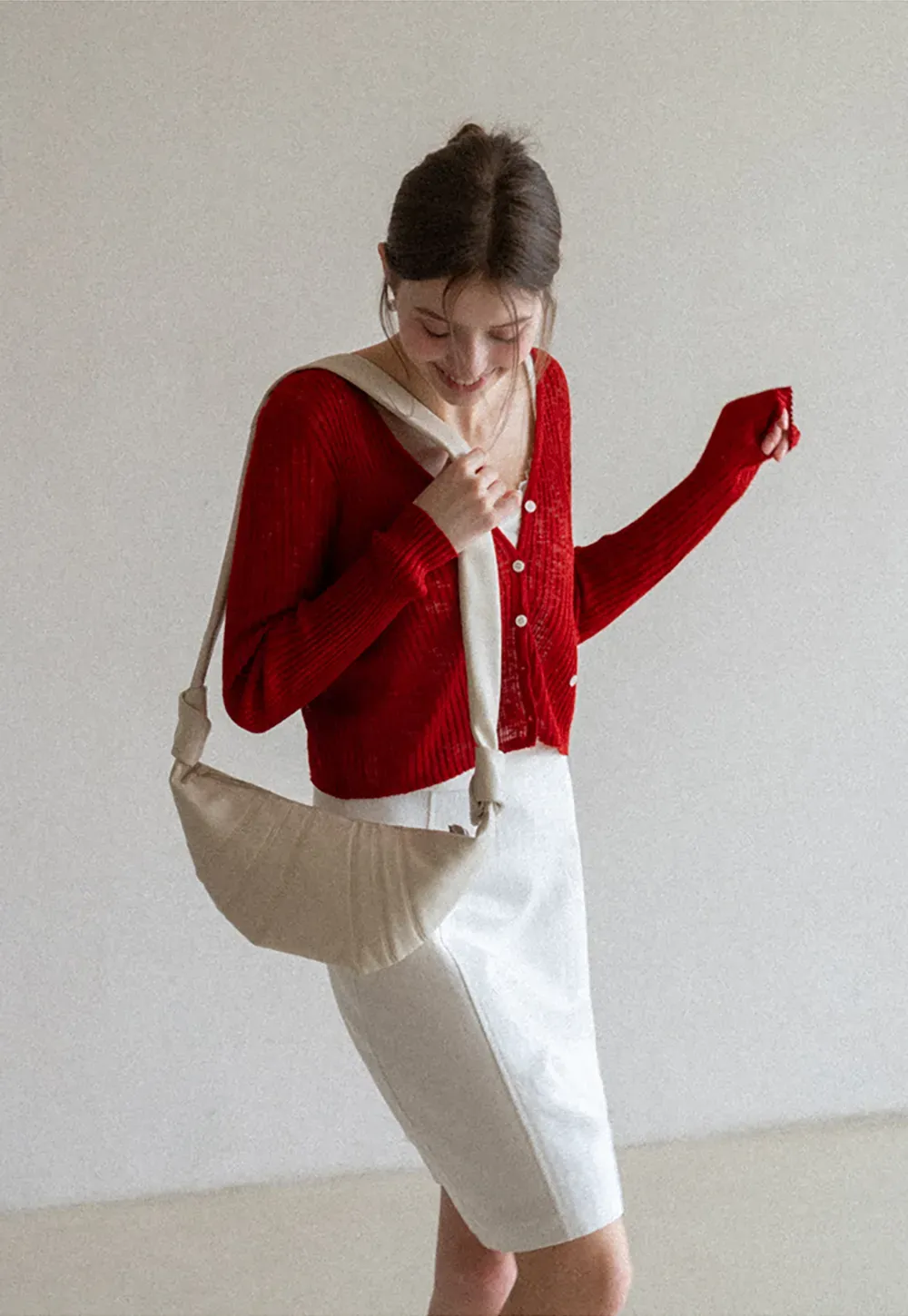 Ribbed Knit Cardigan with Button Closure