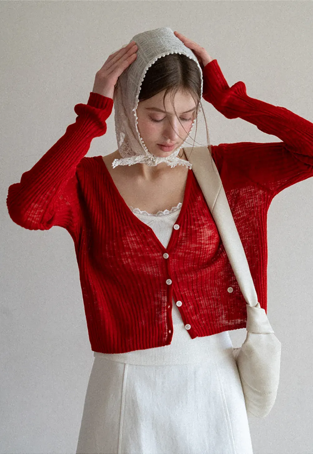 Ribbed Knit Cardigan with Button Closure