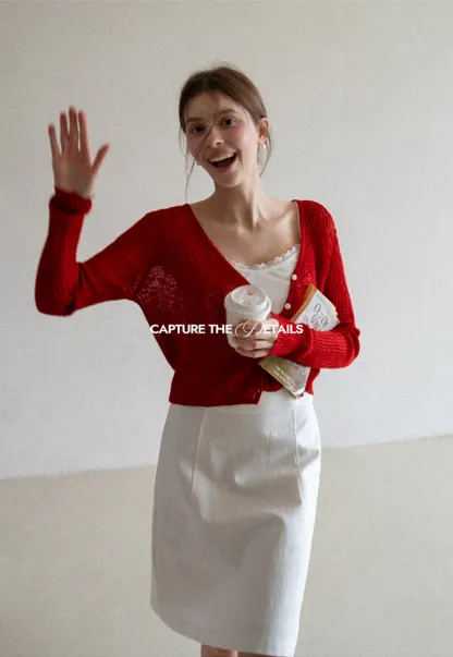 Ribbed Knit Cardigan with Button Closure