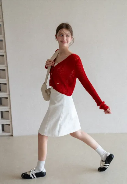 Ribbed Knit Cardigan with Button Closure