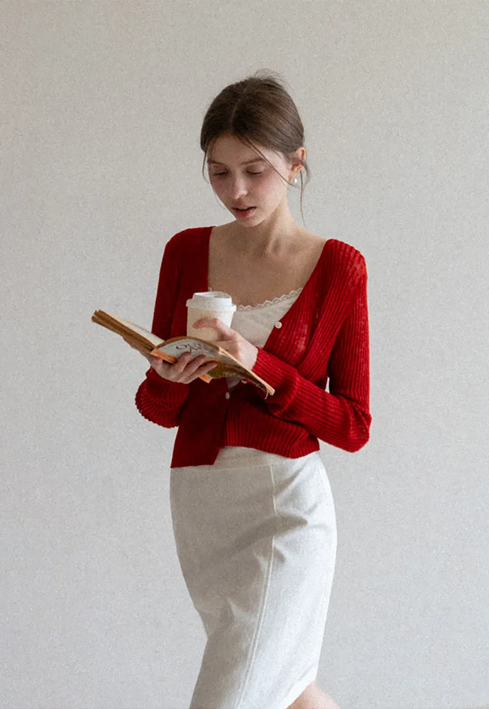 Ribbed Knit Cardigan with Button Closure