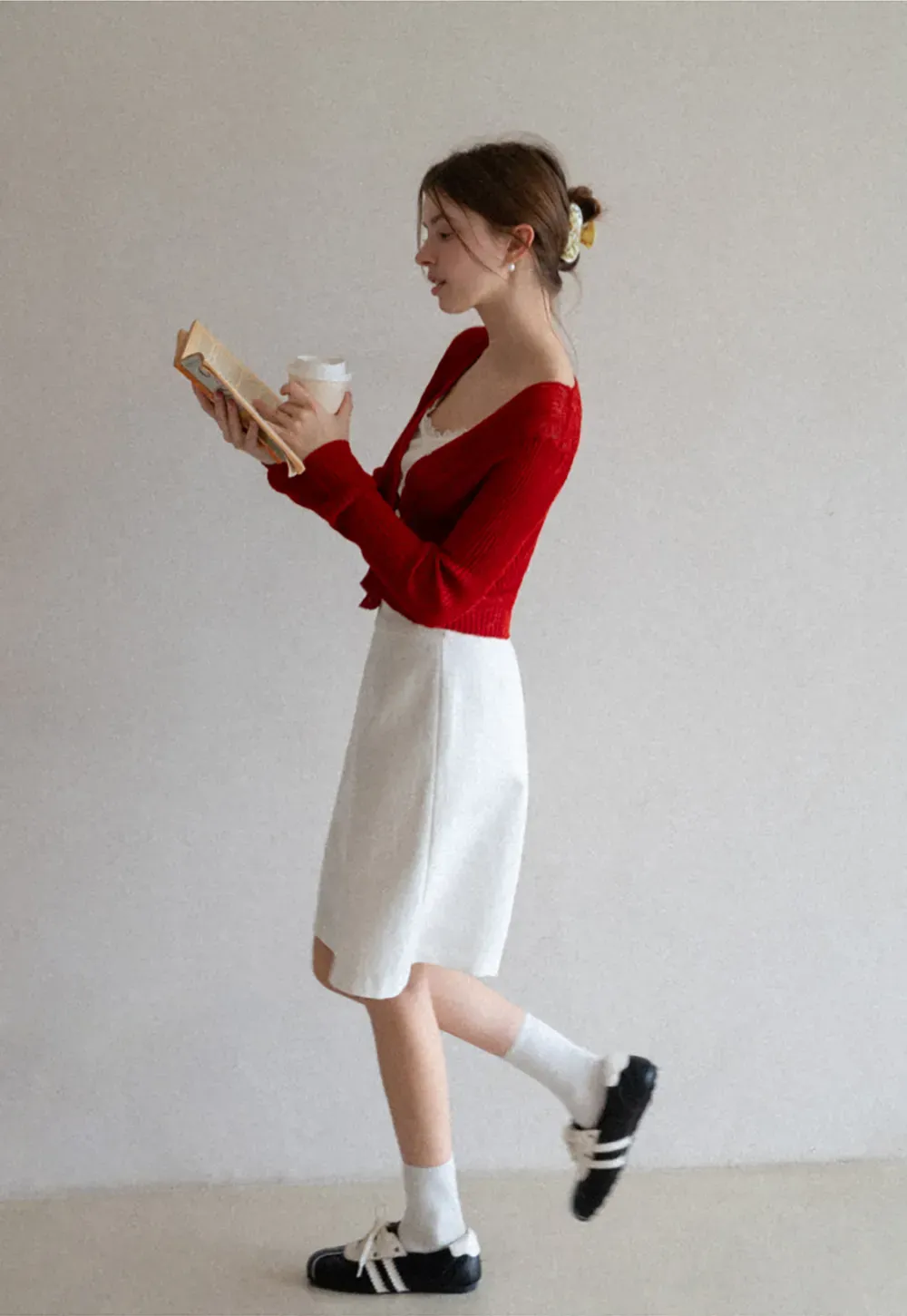 Ribbed Knit Cardigan with Button Closure