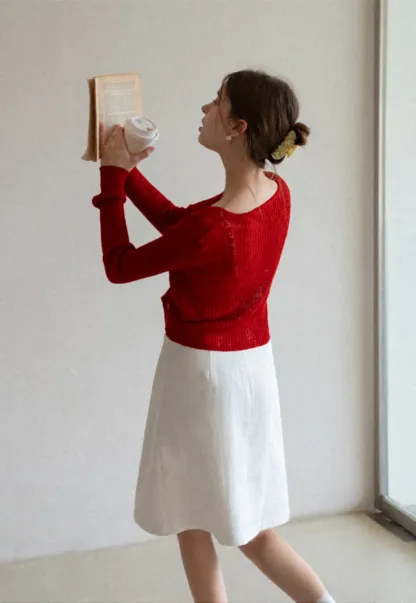 Ribbed Knit Cardigan with Button Closure