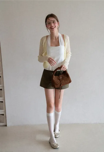 Ribbed Knit Cardigan with Button Closure