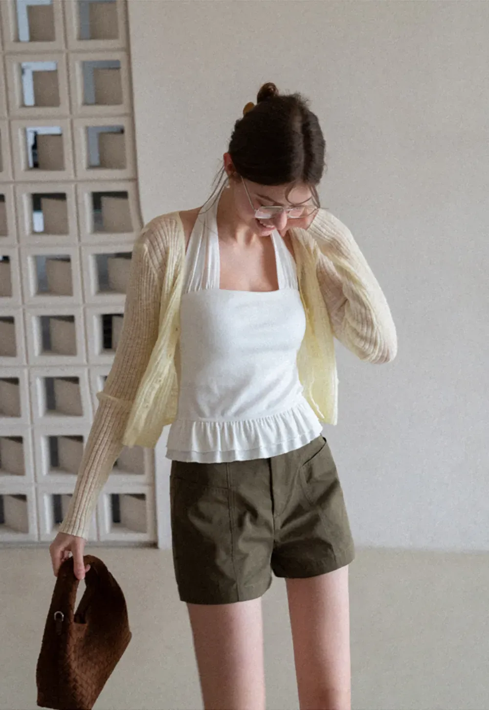 Ribbed Knit Cardigan with Button Closure