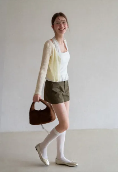 Ribbed Knit Cardigan with Button Closure