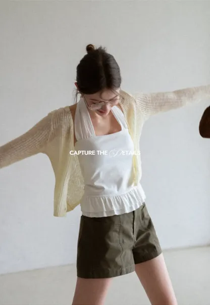 Ribbed Knit Cardigan with Button Closure