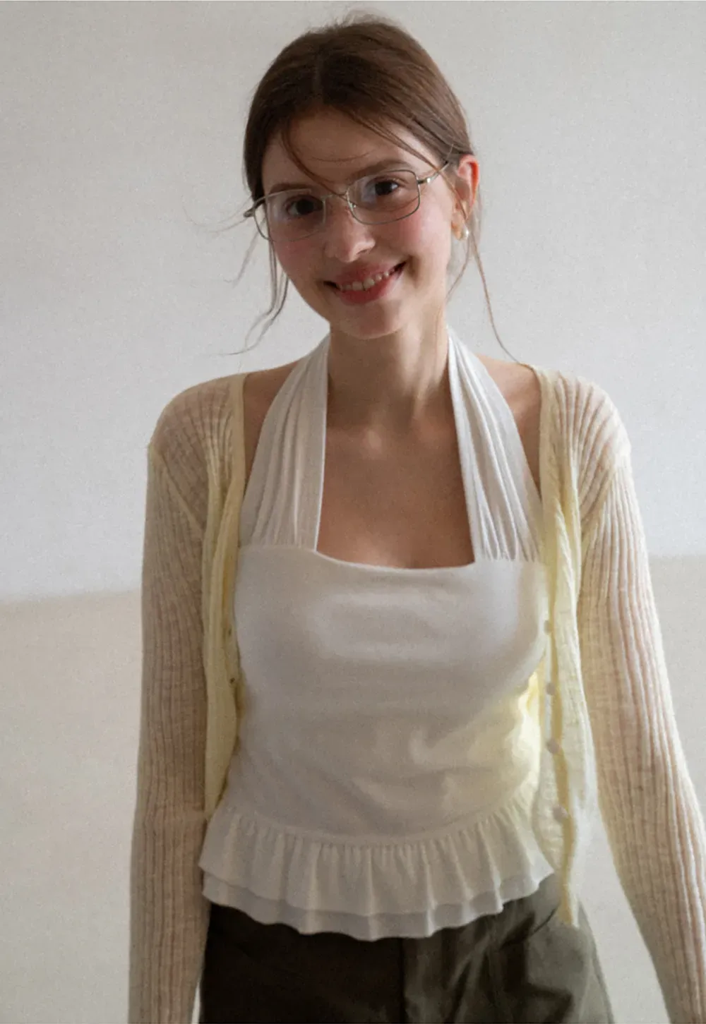 Ribbed Knit Cardigan with Button Closure