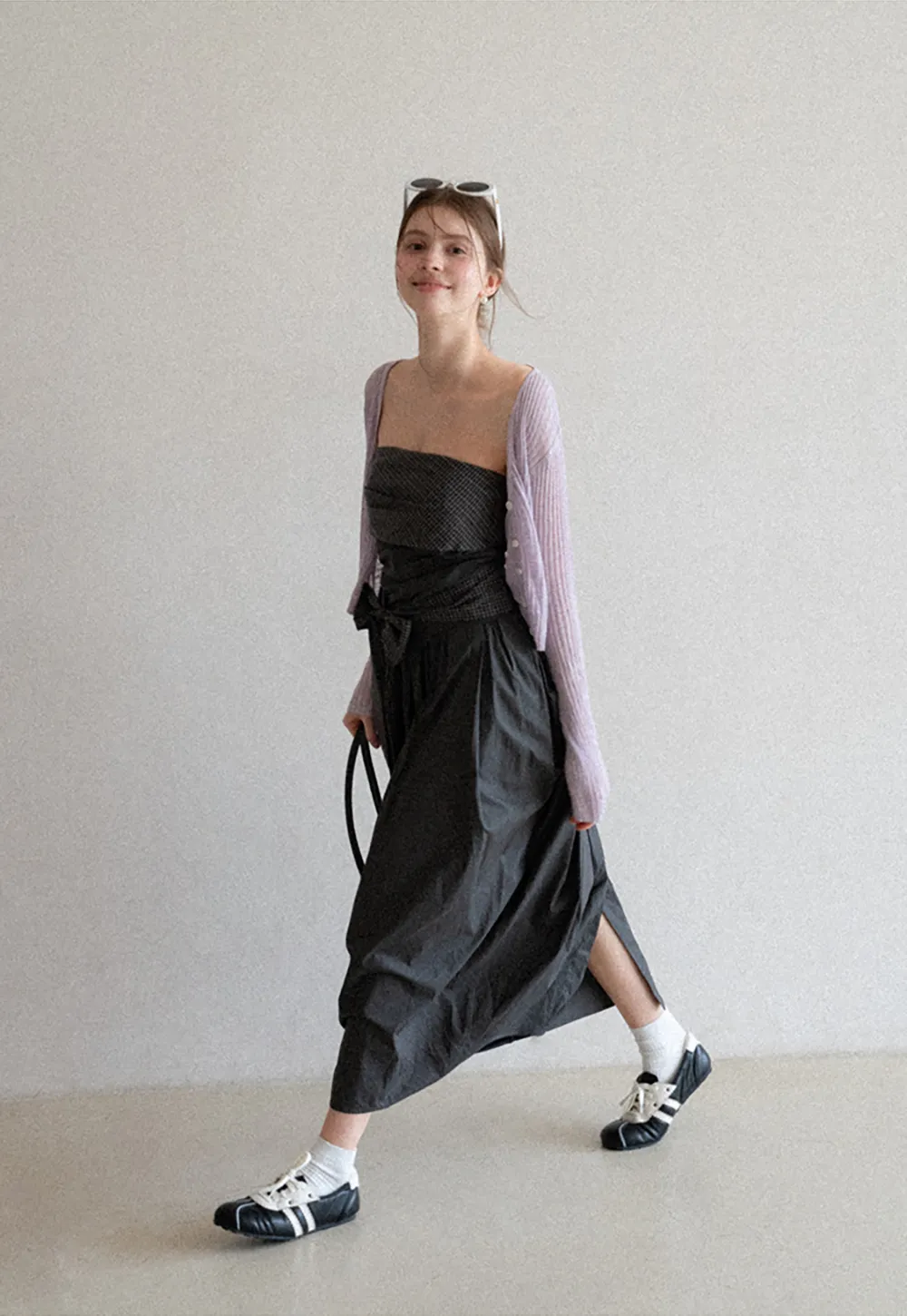 Ribbed Knit Cardigan with Button Closure