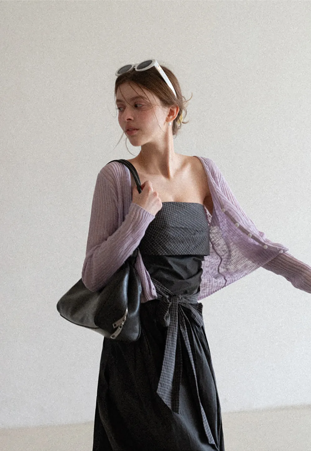 Ribbed Knit Cardigan with Button Closure