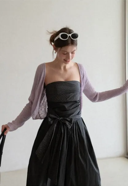 Ribbed Knit Cardigan with Button Closure