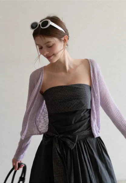 Ribbed Knit Cardigan with Button Closure