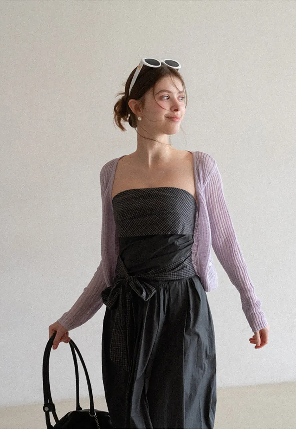 Ribbed Knit Cardigan with Button Closure