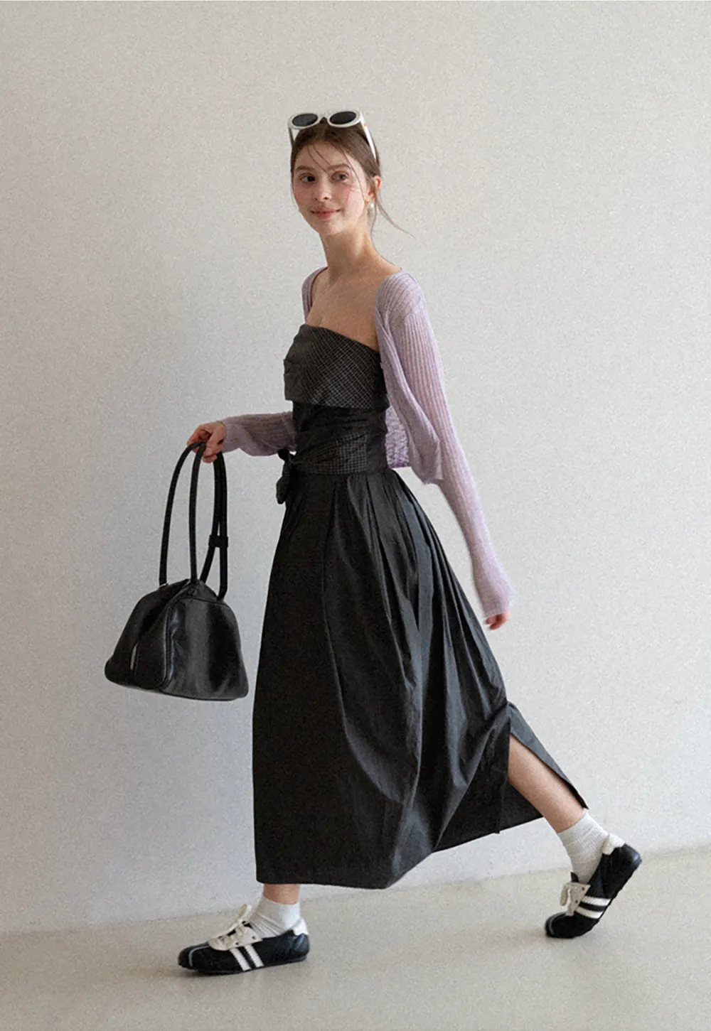 Ribbed Knit Cardigan with Button Closure