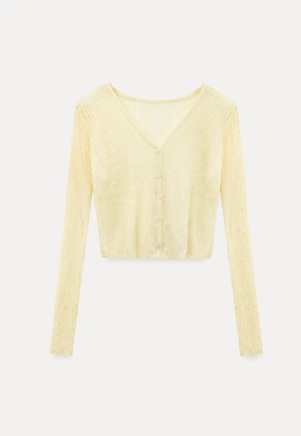 Ribbed Knit Cardigan with Button Closure