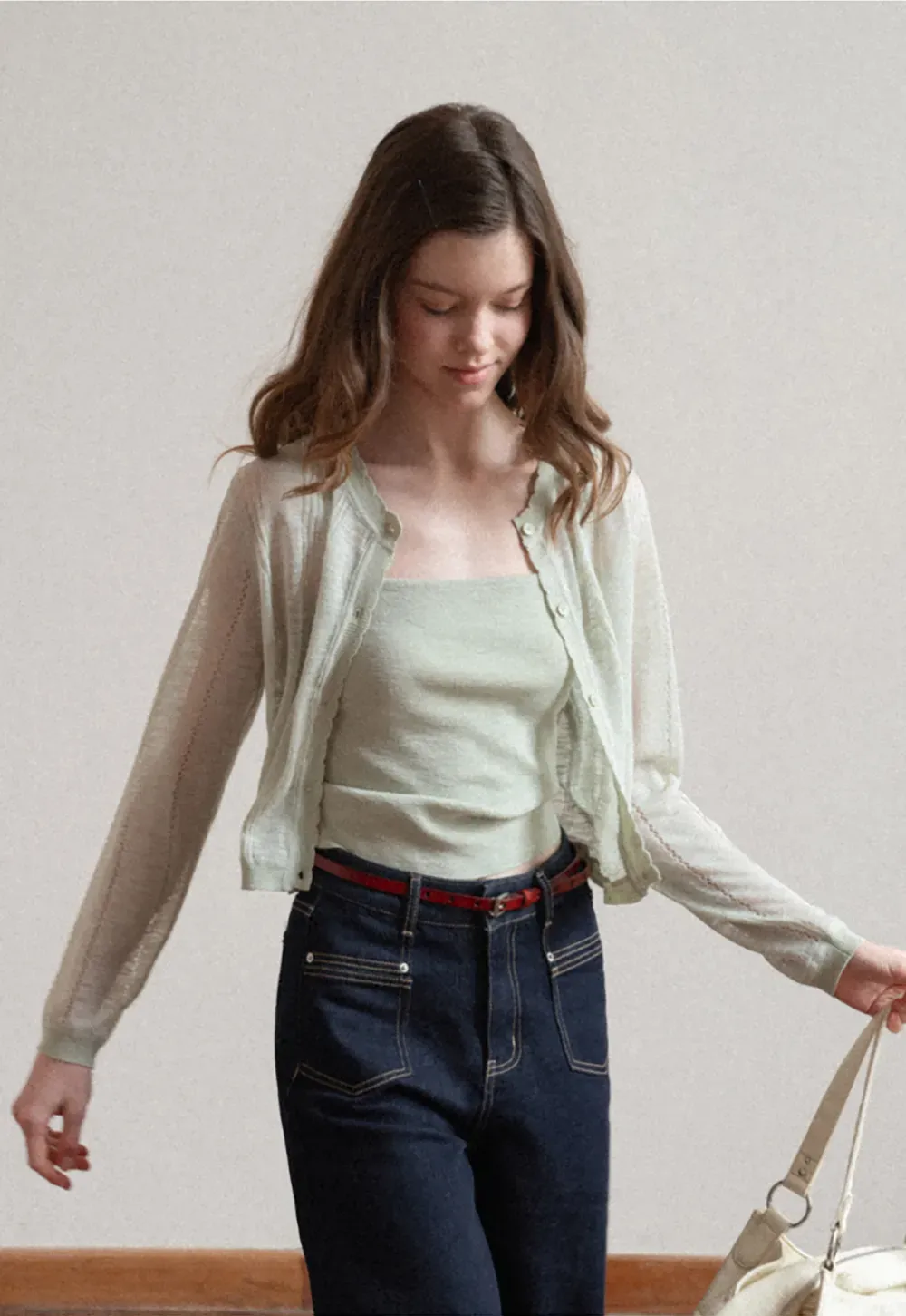 Woolen knit sweater and tank top