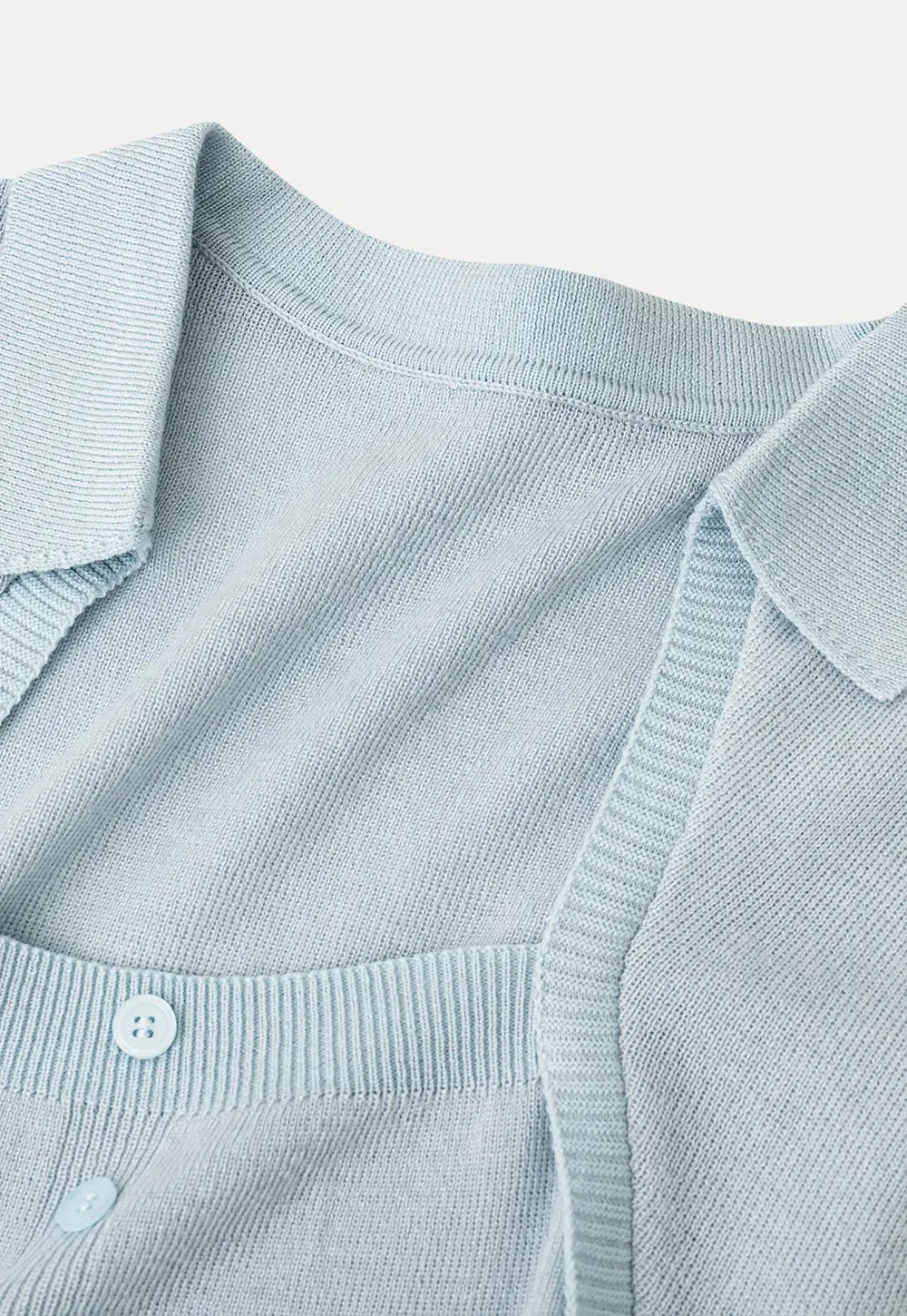 Collared Short Sleeve Knit Sweater with Square Neckline