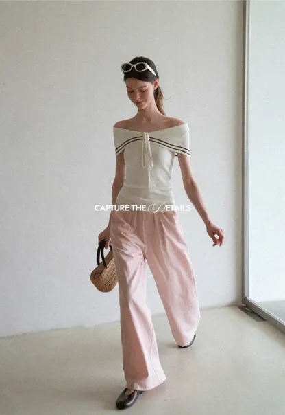 Off Shoulder Knot Detail Knit Sweater