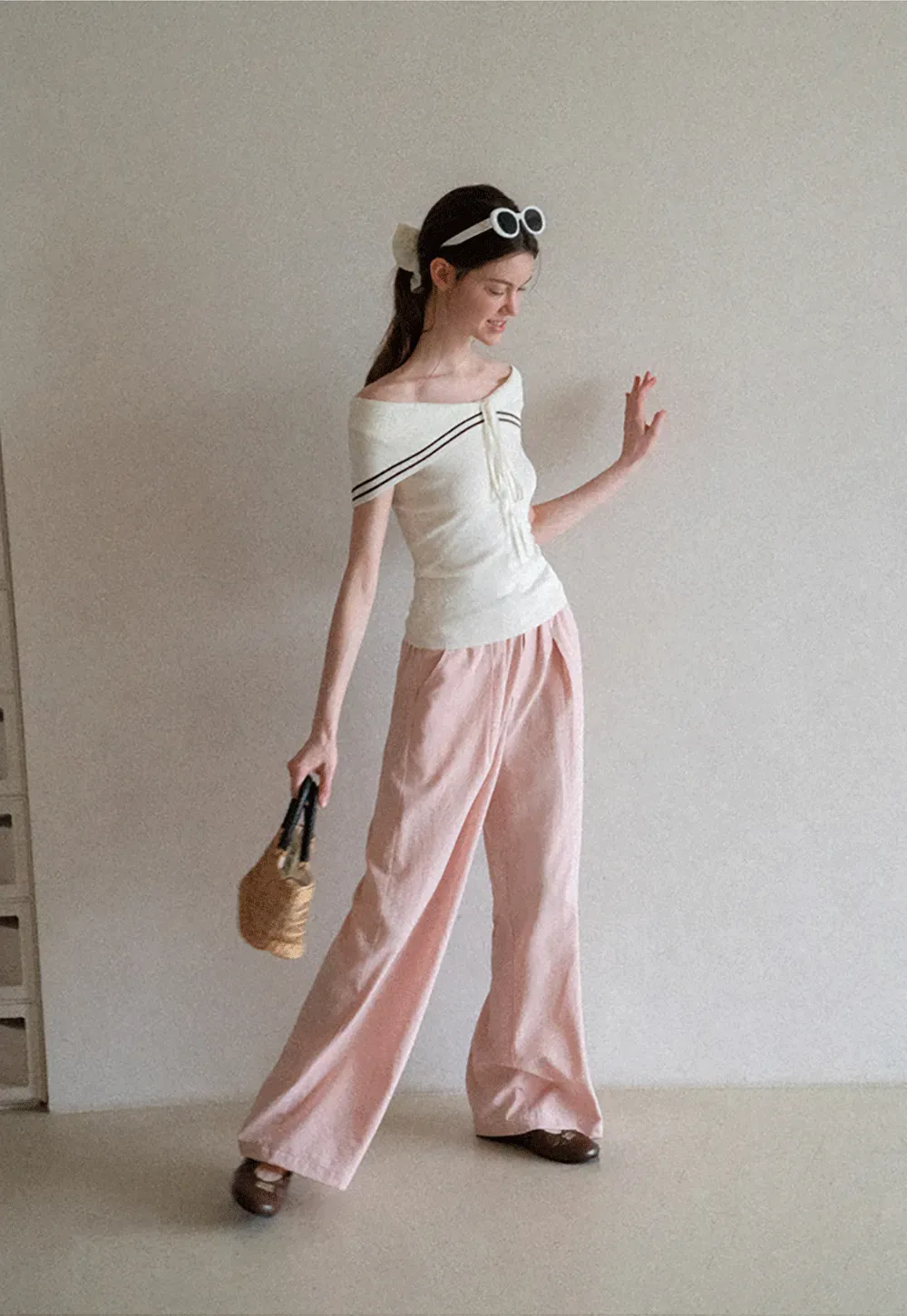 Off Shoulder Knot Detail Knit Sweater