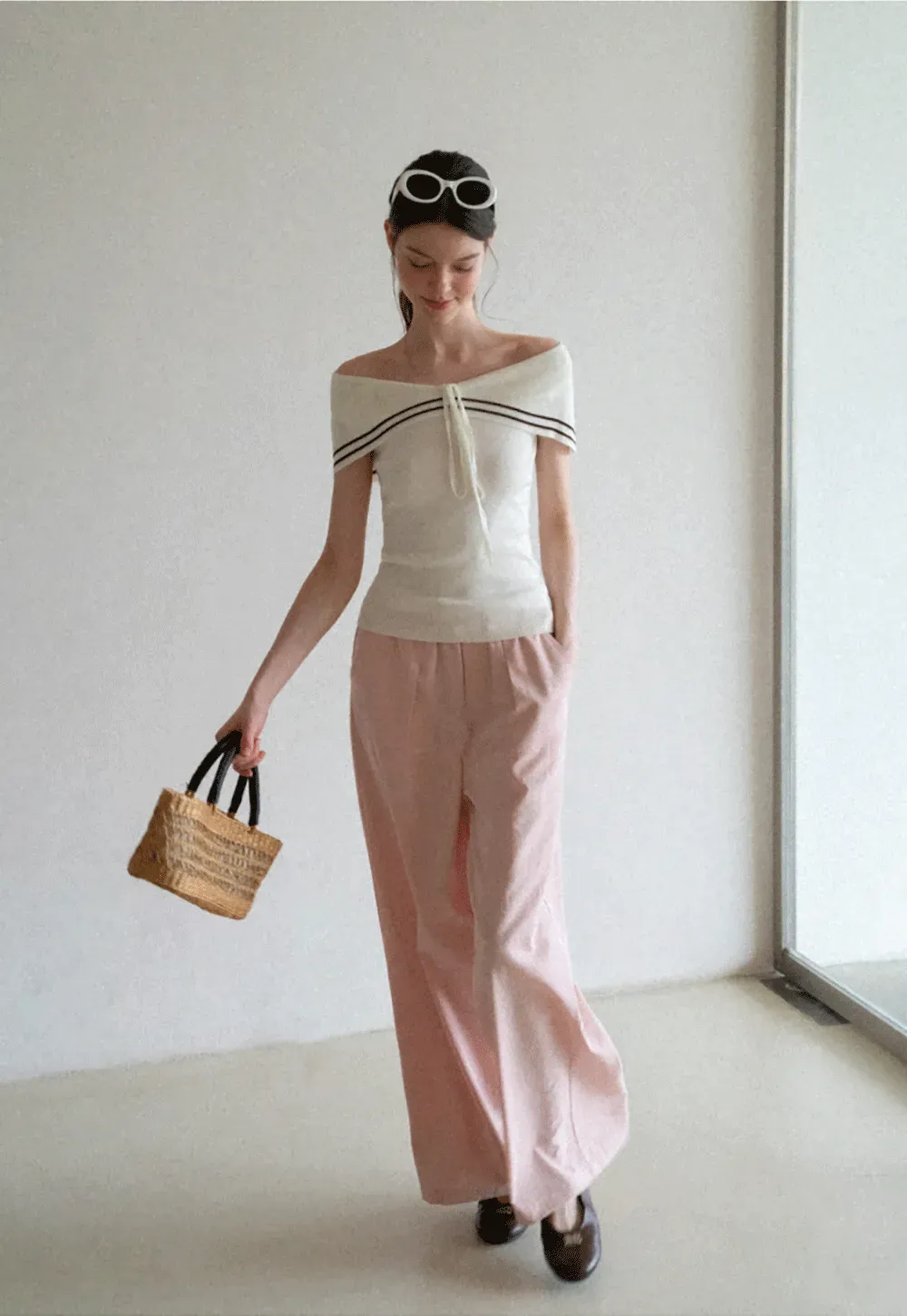 Off Shoulder Knot Detail Knit Sweater