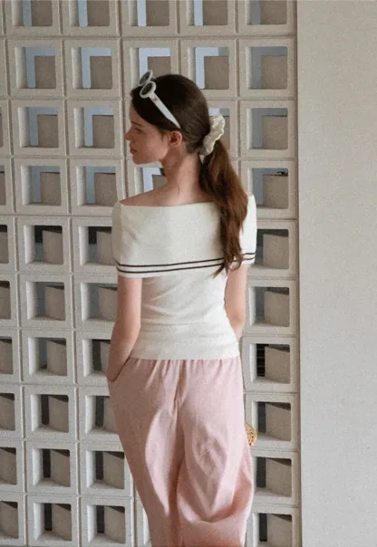 Off Shoulder Knot Detail Knit Sweater