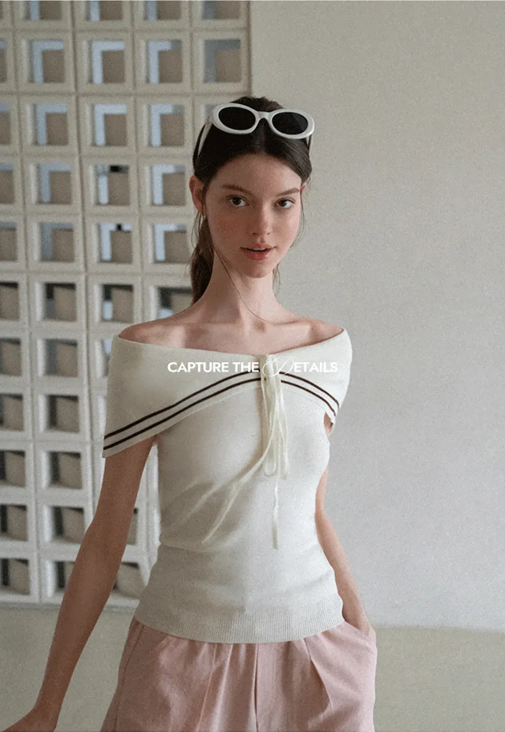 Off Shoulder Knot Detail Knit Sweater