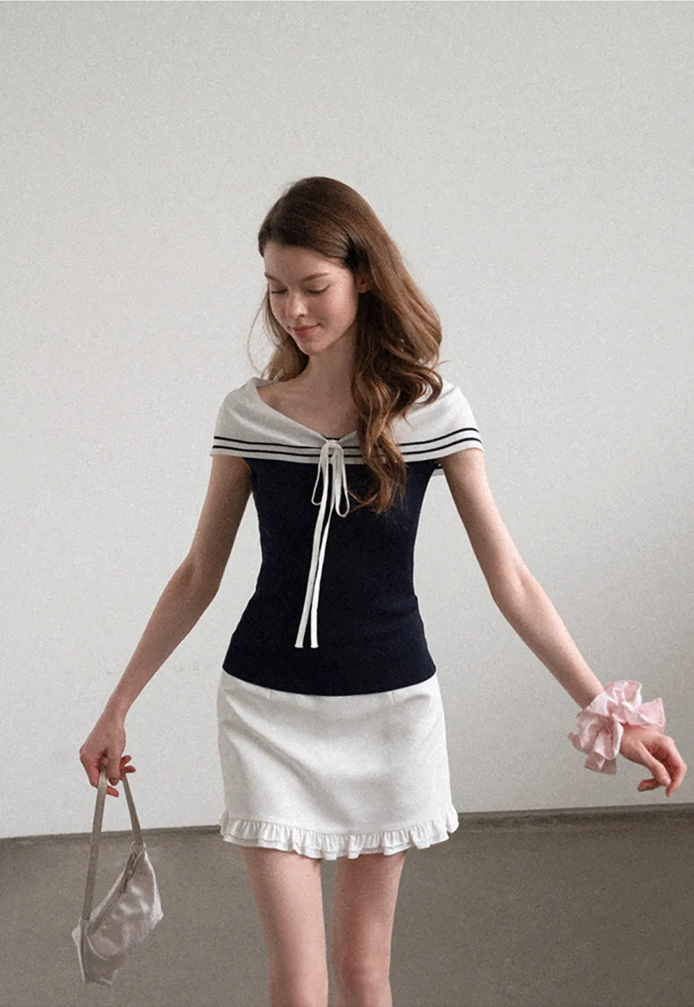 Off Shoulder Knot Detail Knit Sweater