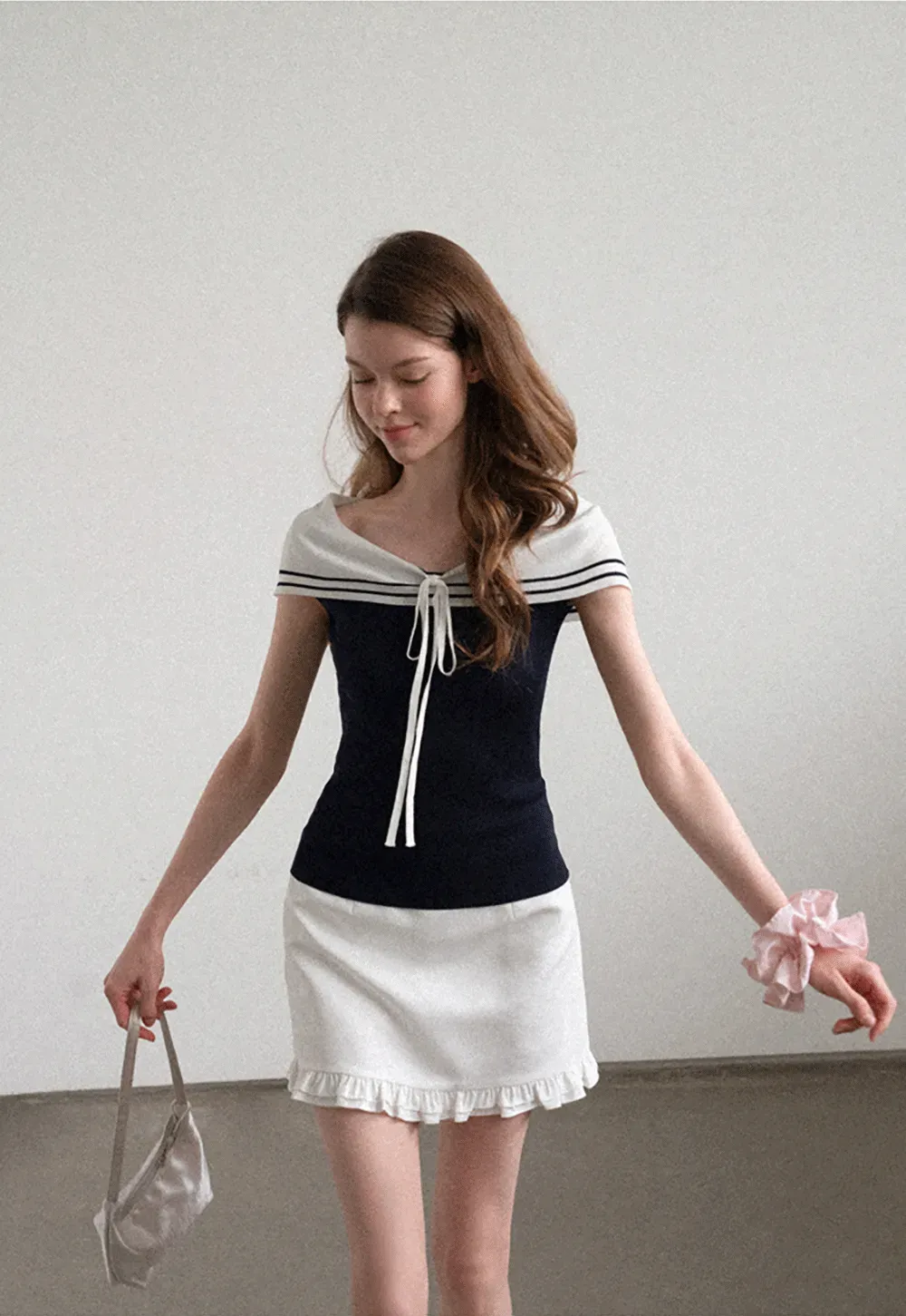 Off Shoulder Knot Detail Knit Sweater