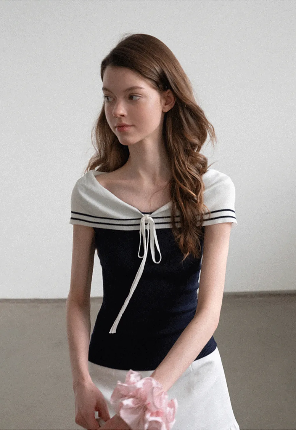 Off Shoulder Knot Detail Knit Sweater