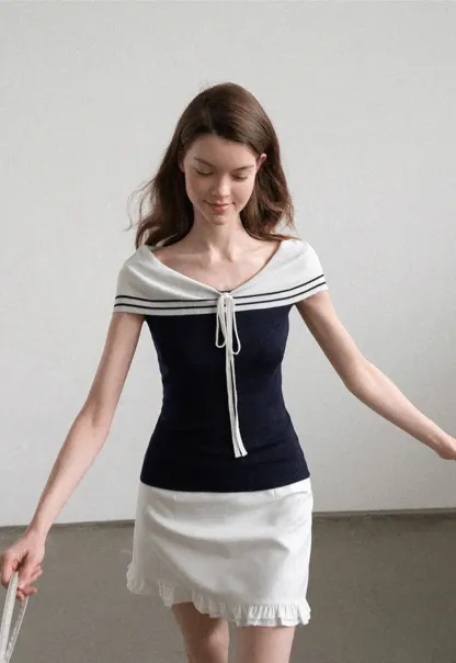 Off Shoulder Knot Detail Knit Sweater